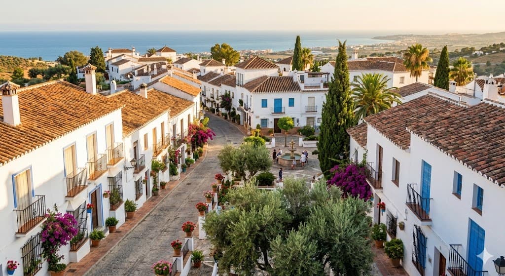 White Mediterranean houses overlooking the sea